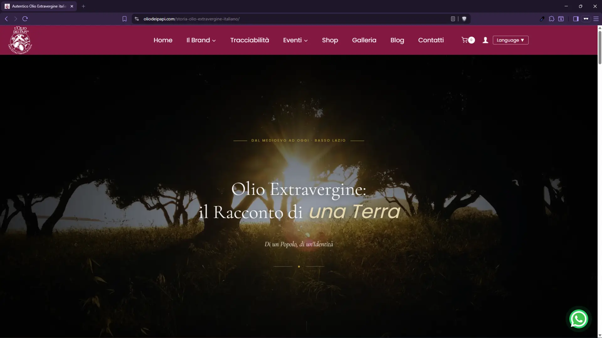 Pagina La Storia de L'Olio dei Papi: 150 anni di tradizione olearia nel basso Lazio